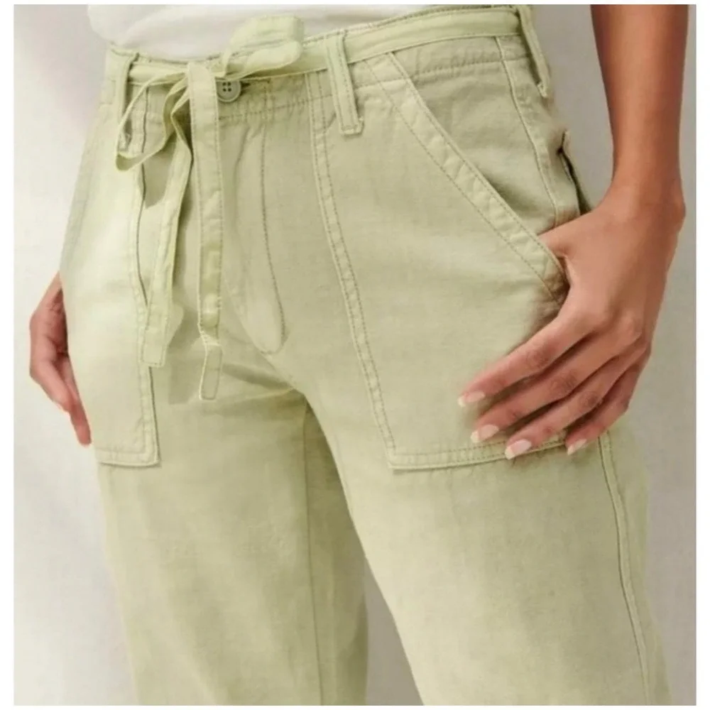 Lucky Brand Mid Rise Utility Straight Leg Pants Women 0 25 Olive Green Belted‎ - Picture 5 of 13